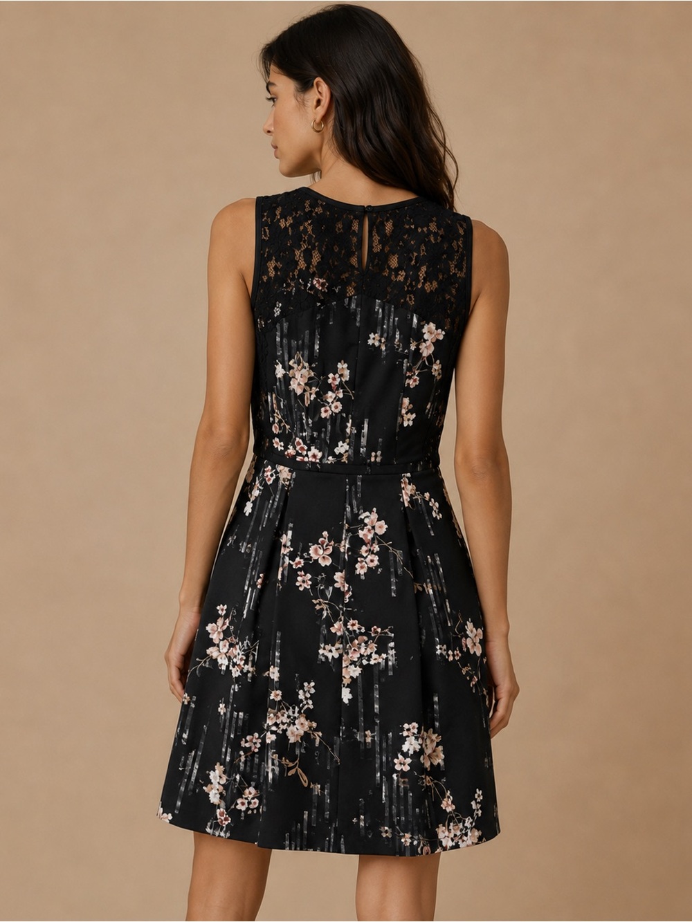 White House Black Market Floral Lace Sleeveless Fit & Flare Dress Sz 4 NWT - Picture 2 of 10